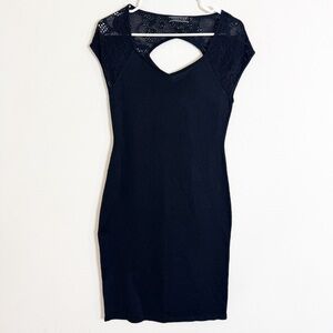 Peruvian Connection Black open Back short sleeve knit  Dress